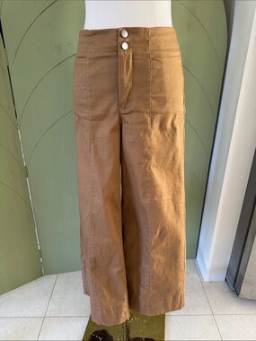 Wide Leg High-Waist Pants in Cognac Brown